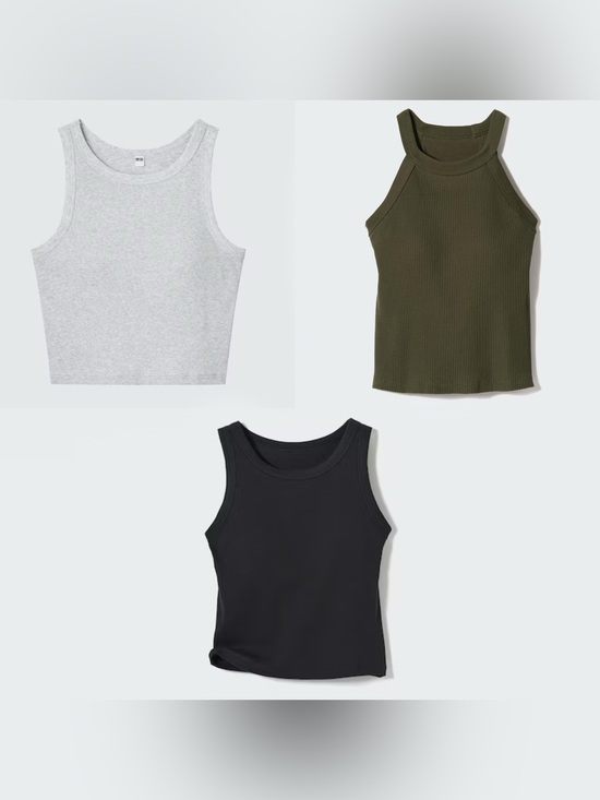 Uniqlo Tops - Uniqlo Women’s Ribbed Cropped Bra Top 3 Pack Size Medium
